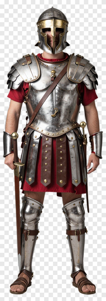Roman Soldier In Armor Holding A Sword PNG