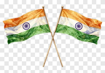 Indian Flags Crossed With Orange, White, And Green PNG