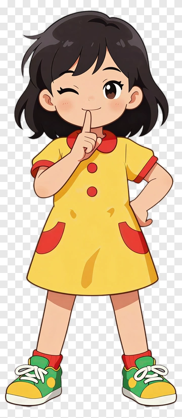 Cartoon Girl Making A Shushing Gesture PNG