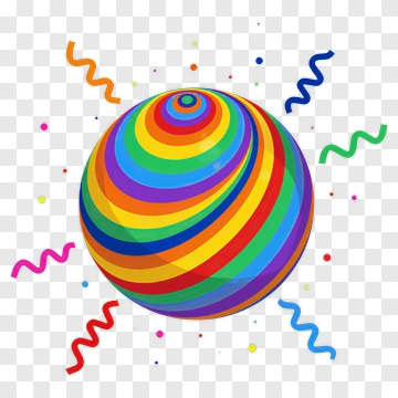 Colorful Swirling Ball With Confetti PNG