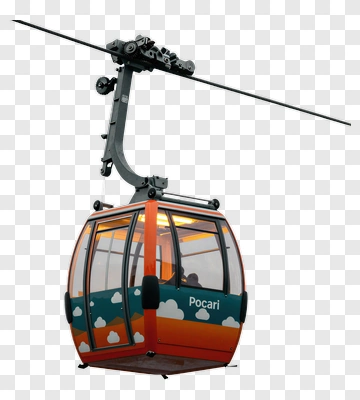 Cable Car With Clouds And Branding PNG
