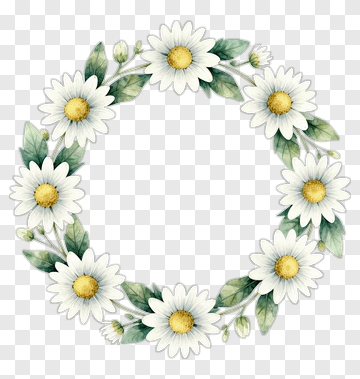 Flower Wreath With Daisies PNG