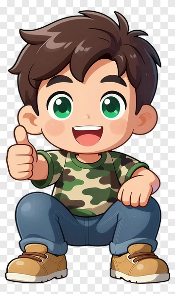 Cartoon Boy Giving A Thumbs Up PNG