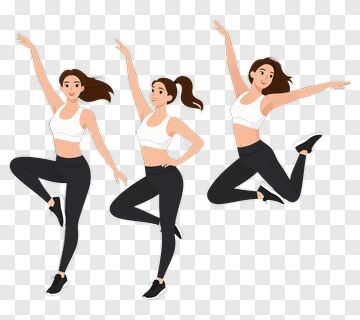 Dancing Woman In Active Poses PNG