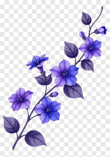 Purple Flower Branch PNG