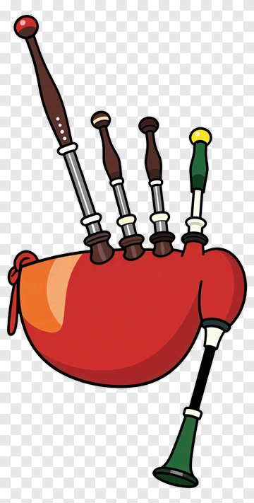 Cartoon Bagpipe With Four Pipes PNG