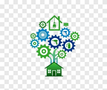 Eco House With Gears And Tools PNG
