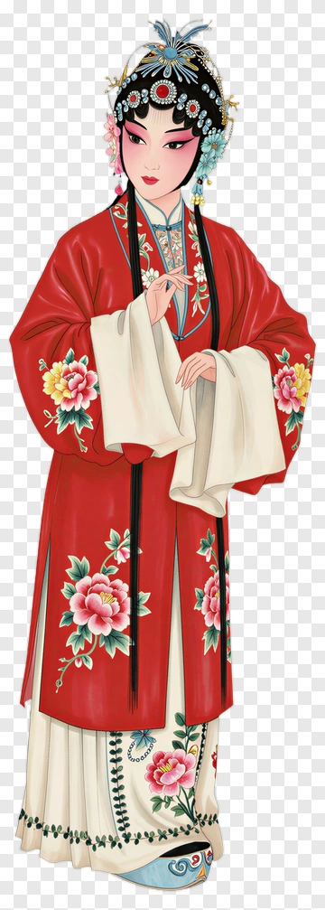 Traditional Chinese Woman In Red Dress PNG