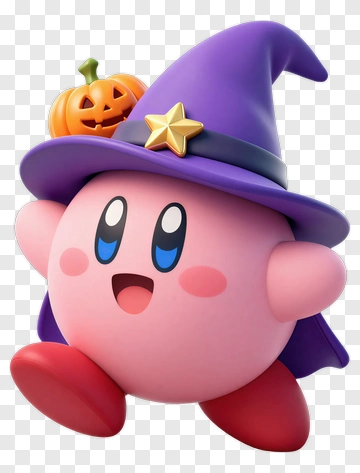 Halloween Kirby In A Witch Hat PNG