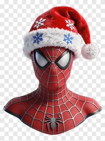 Spider-Man Wearing A Christmas Hat PNG