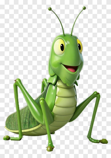 Cartoon Grasshopper With A Happy Expression PNG