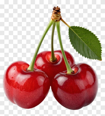 Red Cherries With Leaf PNG