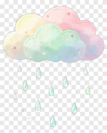 Colorful Cloud With Raindrops PNG