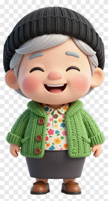 Cartoon Grandmother Smiling PNG