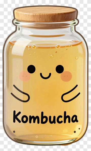 Cute Kombucha Jar With Smiling Face PNG