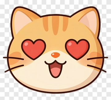 Cartoon Cat With Heart Eyes PNG