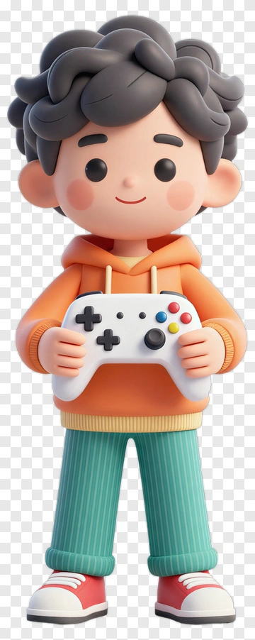 3D Boy Holding A Game Controller PNG