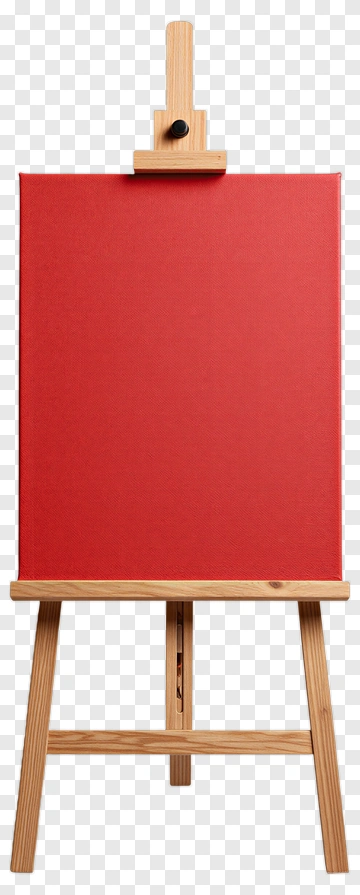 Red Canvas On Wooden Easel PNG