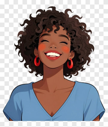 Smiling Woman With Curly Hair PNG