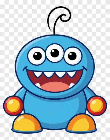 Cartoon Blue Monster With Three Eyes PNG