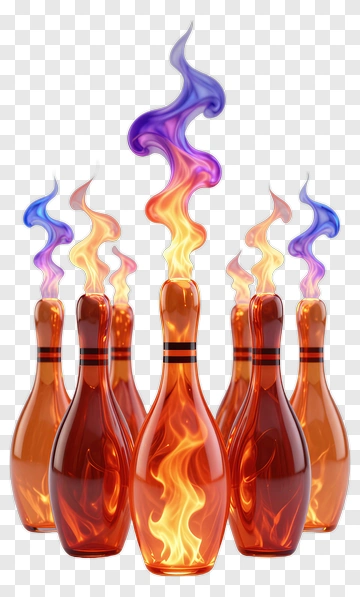Flaming Bowling Pins PNG