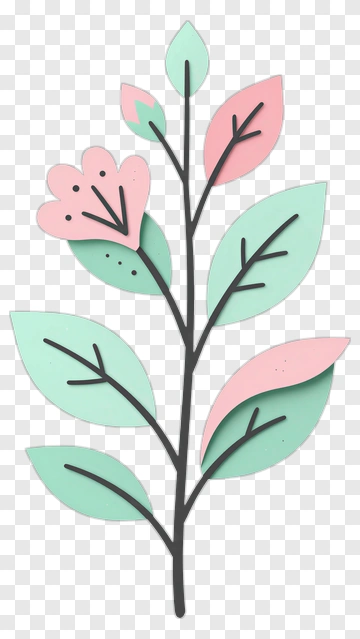 Colorful Flower And Leaf Composition PNG