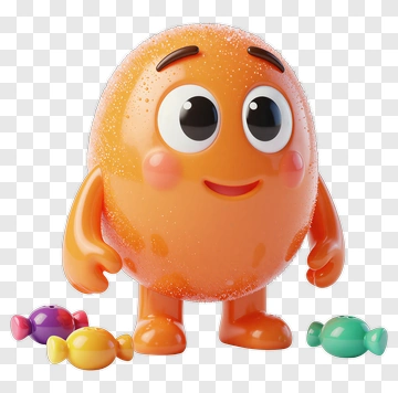 Cartoon Character Holding Colorful Candy PNG