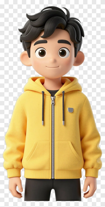 3D Boy Wearing A Yellow Hoodie PNG