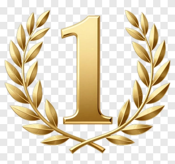 Gold Number One With Laurel Wreath PNG