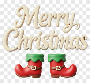 Merry Christmas Text With Red Boots PNG