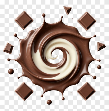Chocolate Swirl With Splash And Chocolate Pieces PNG