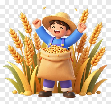 3D Farmer Holding A Sack Of Grain PNG
