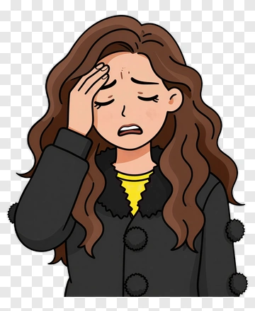 Sad Woman Holding Her Head PNG