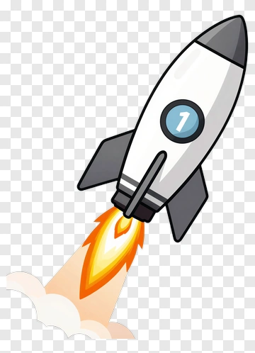 Cartoon Rocket Launching With Flames PNG