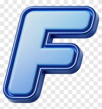 3D Blue Letter F PNG