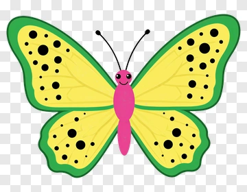 Cartoon Butterfly With Yellow Wings PNG