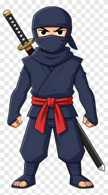 Cartoon Ninja Character With Sword PNG