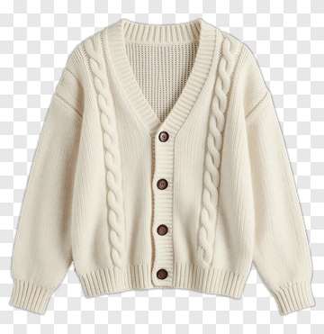Cream Cable Knit Cardigan PNG