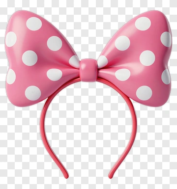 Pink Polka Dot Bow Headband PNG