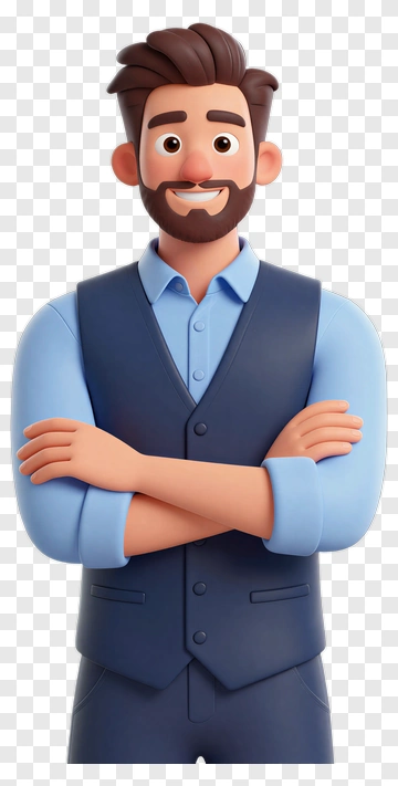 3D Businessman Standing Proudly PNG