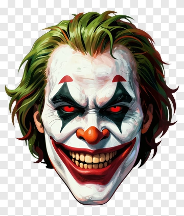 Cartoon Clown Face With Green Hair PNG