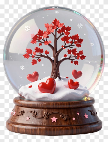 Snow Globe With Heart-Shaped Tree And Hearts PNG