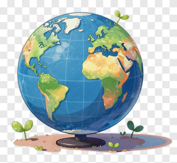 Colorful Globe With Sprouting Plants PNG