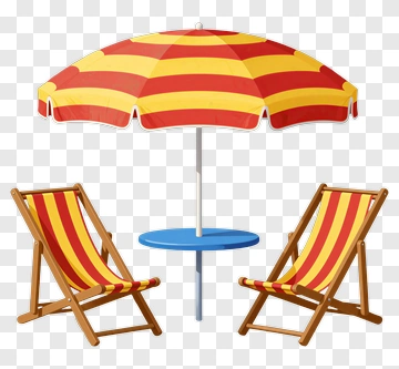 Beach Umbrella With Two Chairs PNG