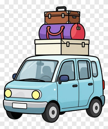 Cartoon Car With Luggage PNG