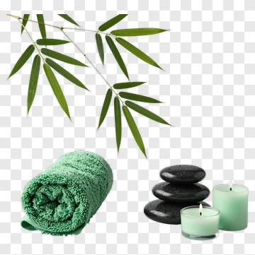 Spa Essentials With Bamboo And Candles PNG