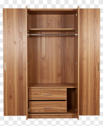 Wooden Wardrobe With Drawers PNG