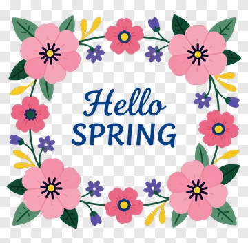 Hello Spring Floral Design PNG