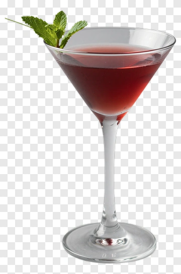 Cocktail In A Martini Glass With Mint Garnish PNG