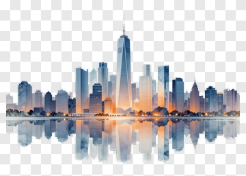 City Skyline At Dusk PNG